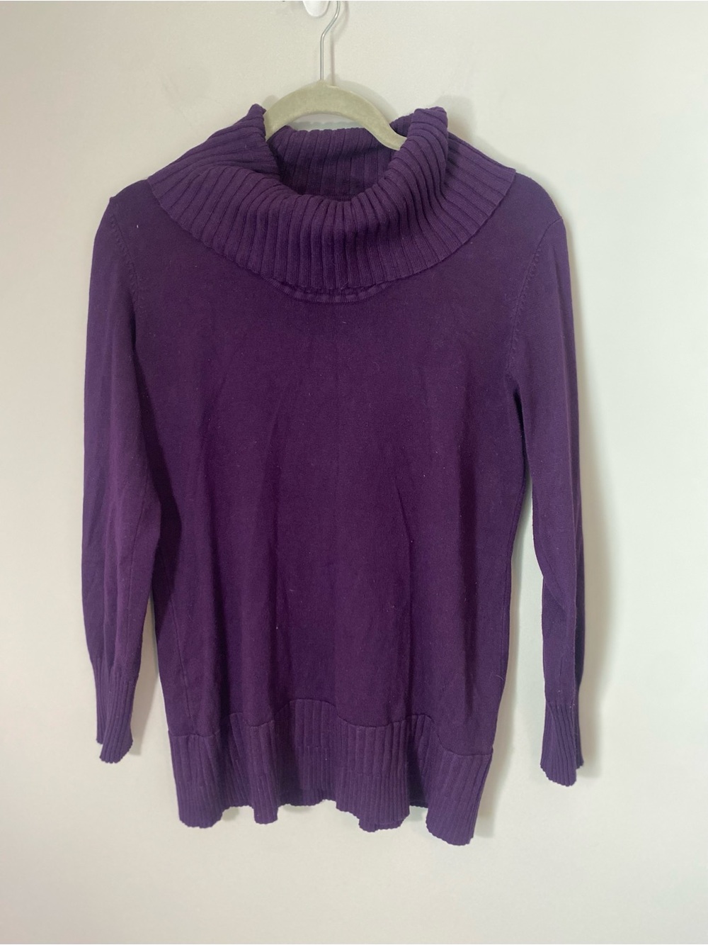 Cable & Gauge Purple Cowl Neck Sweater